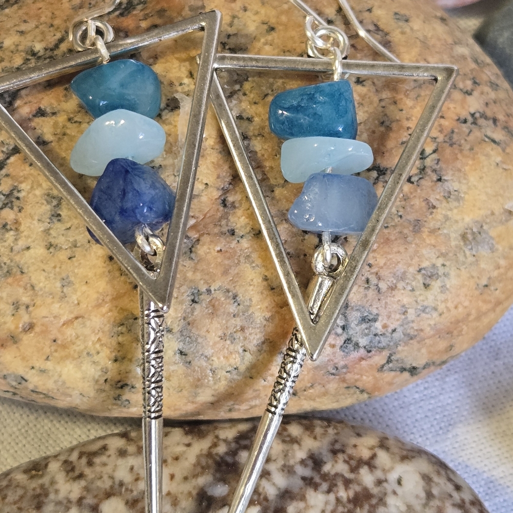 Artisan Silver Earrings with Blue and Aqua Stones